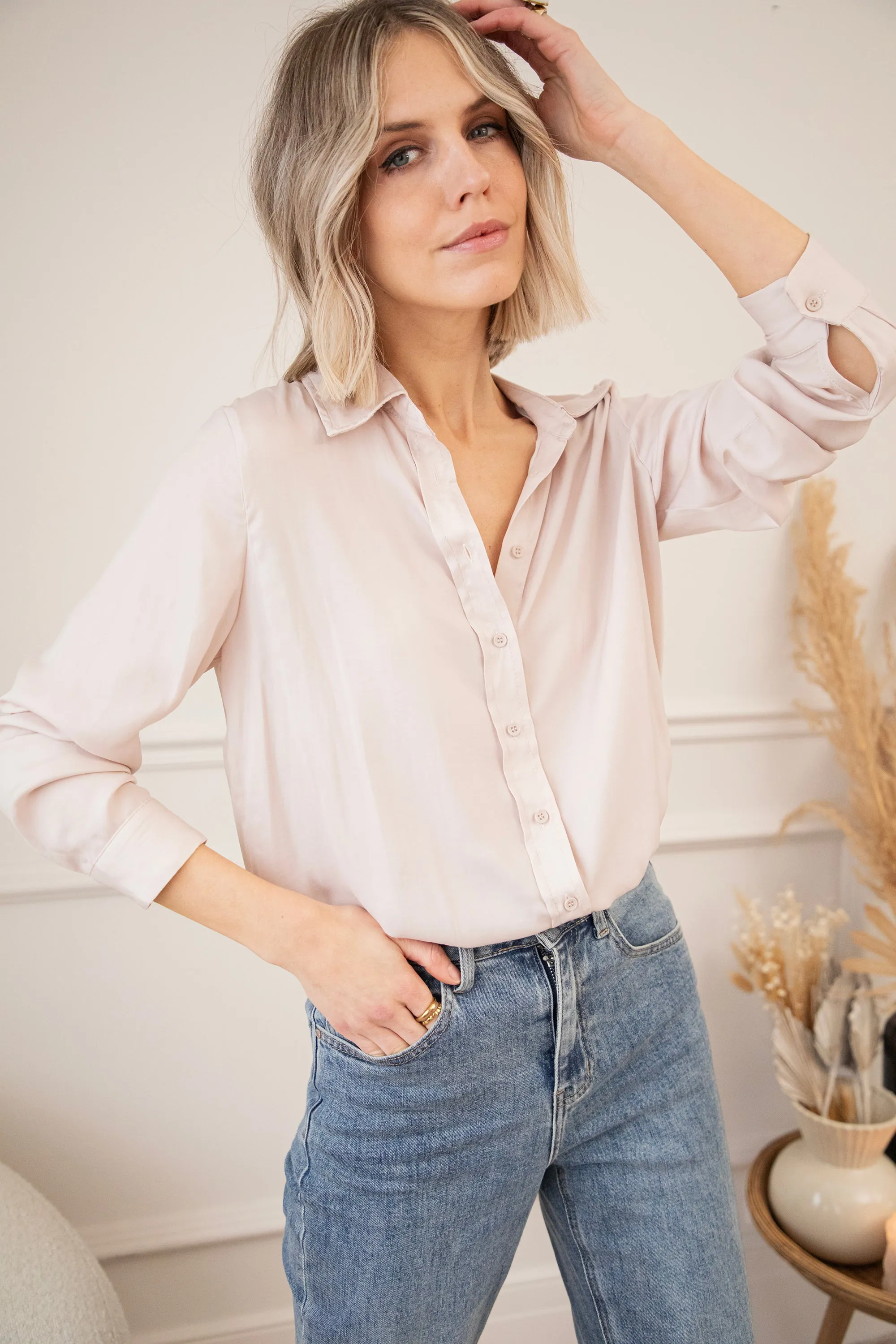 Soft As Satin Beige - Blouse