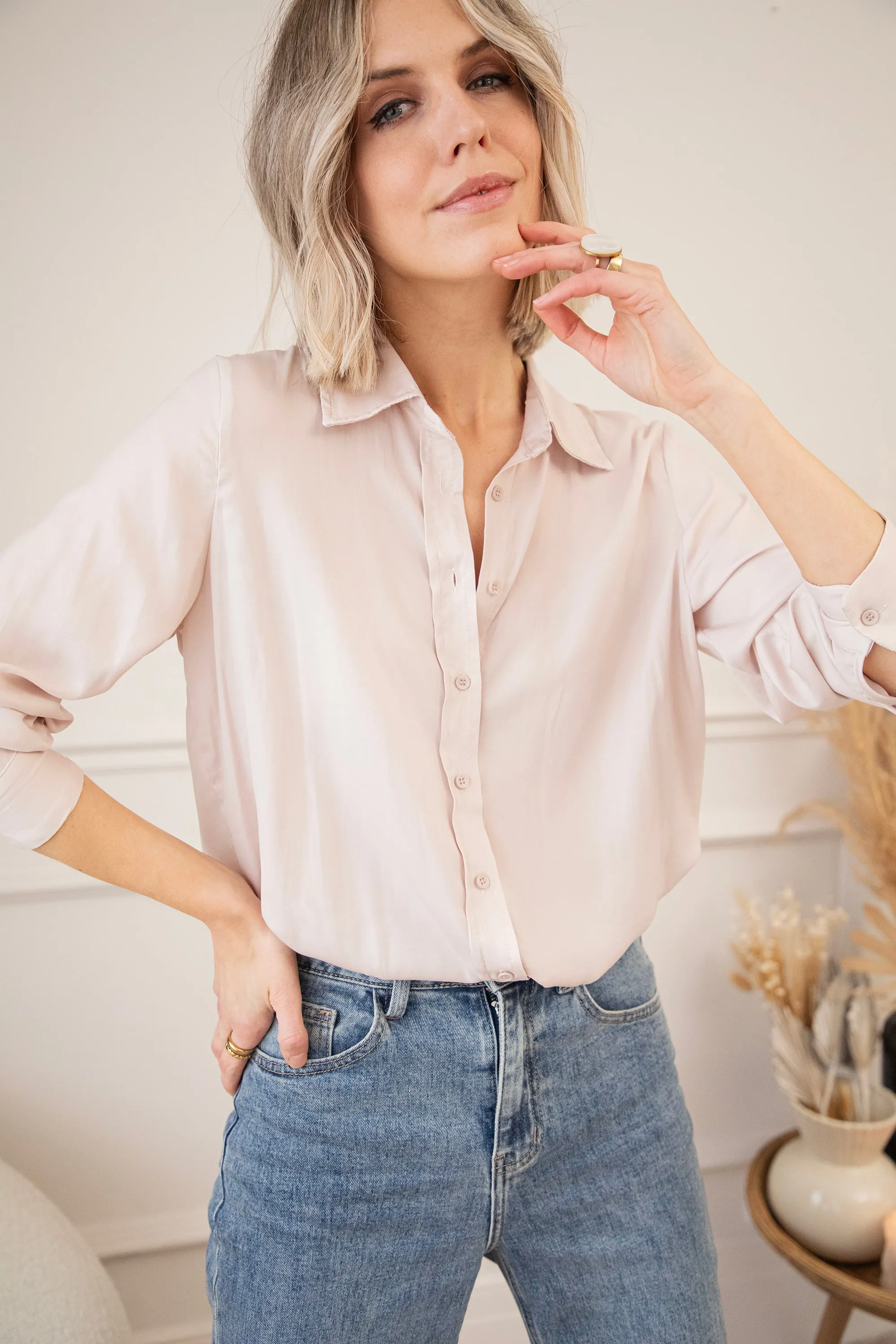 Soft As Satin Beige - Blouse