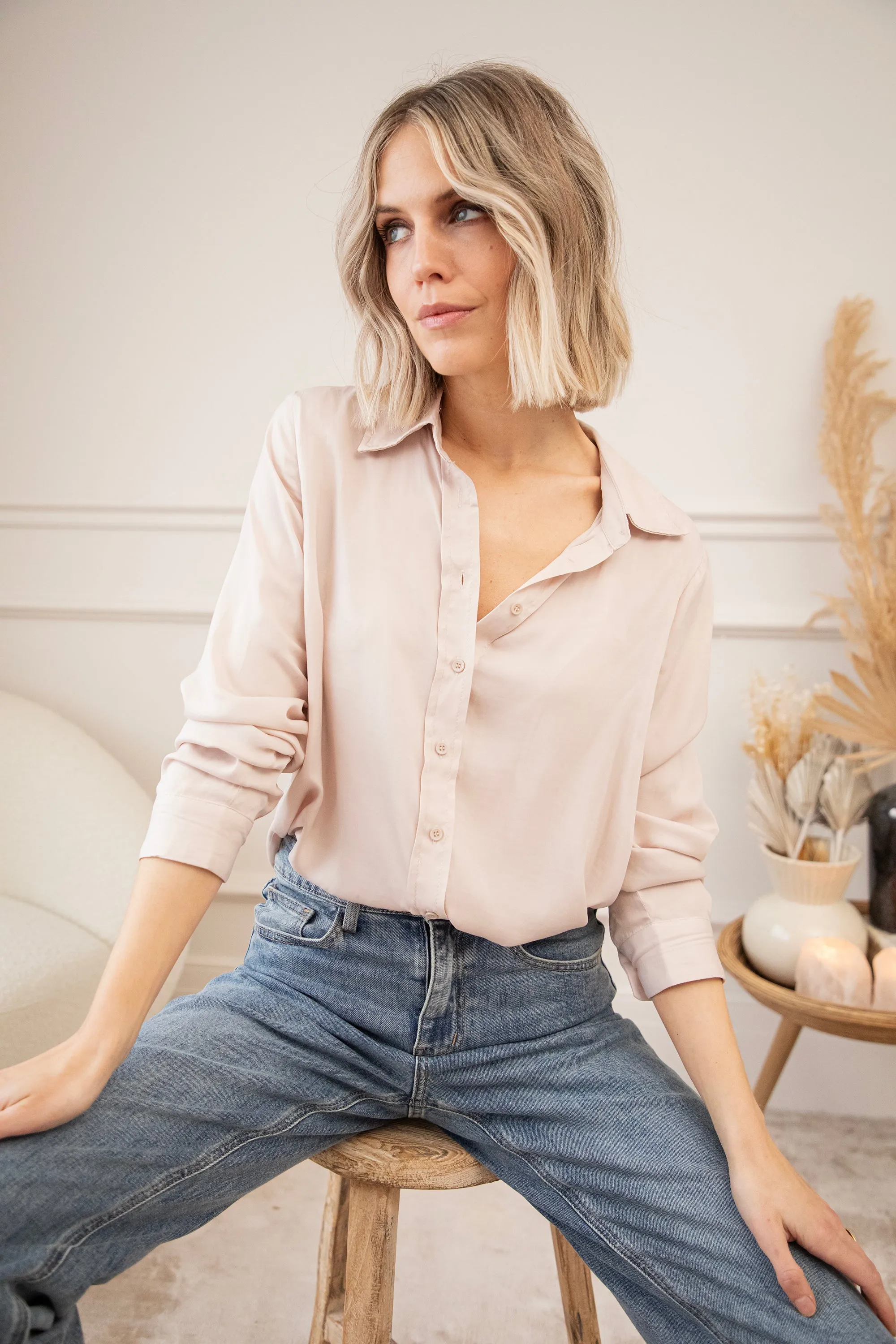 Soft As Satin Beige - Blouse