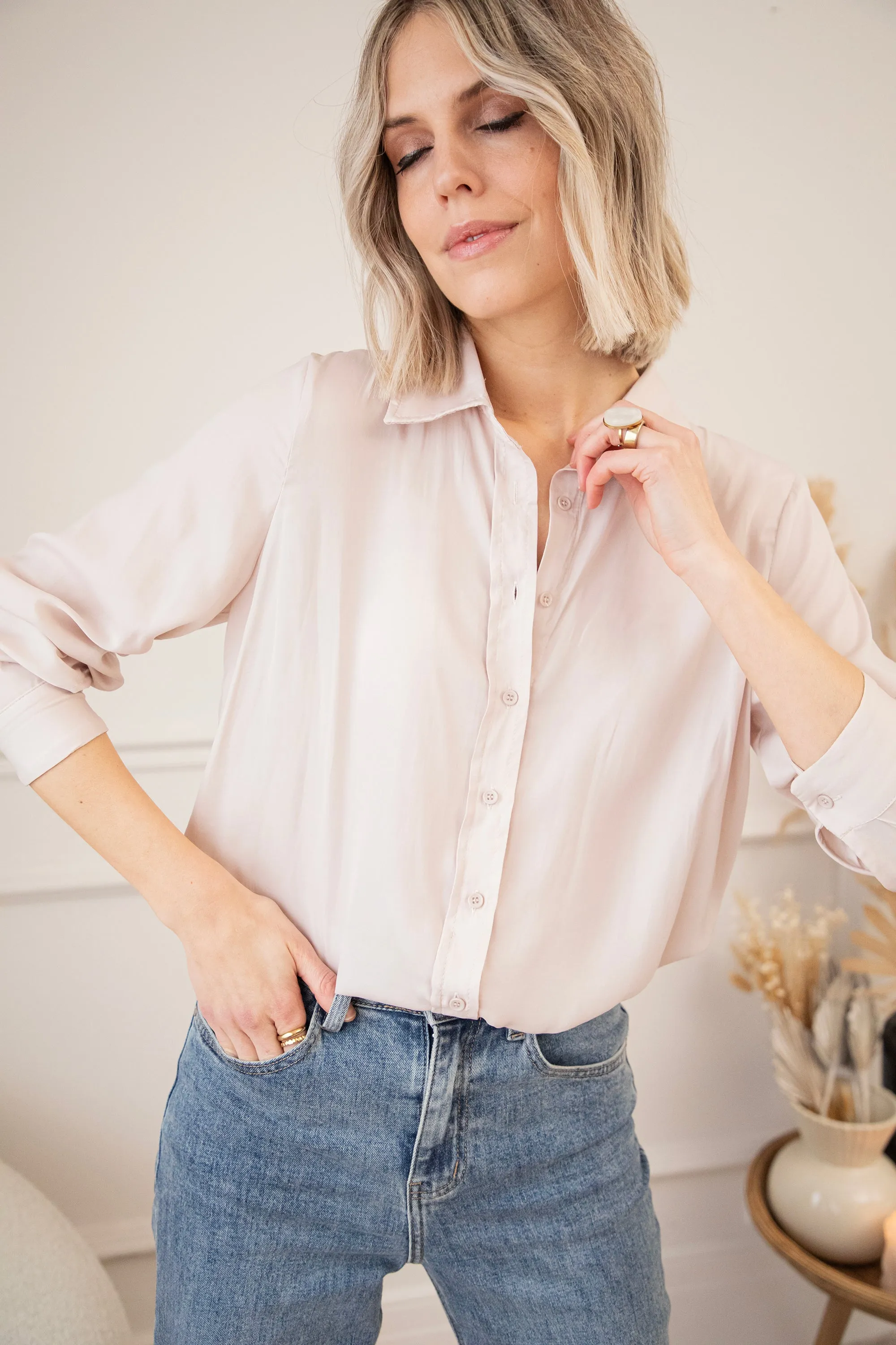 Soft As Satin Beige - Blouse