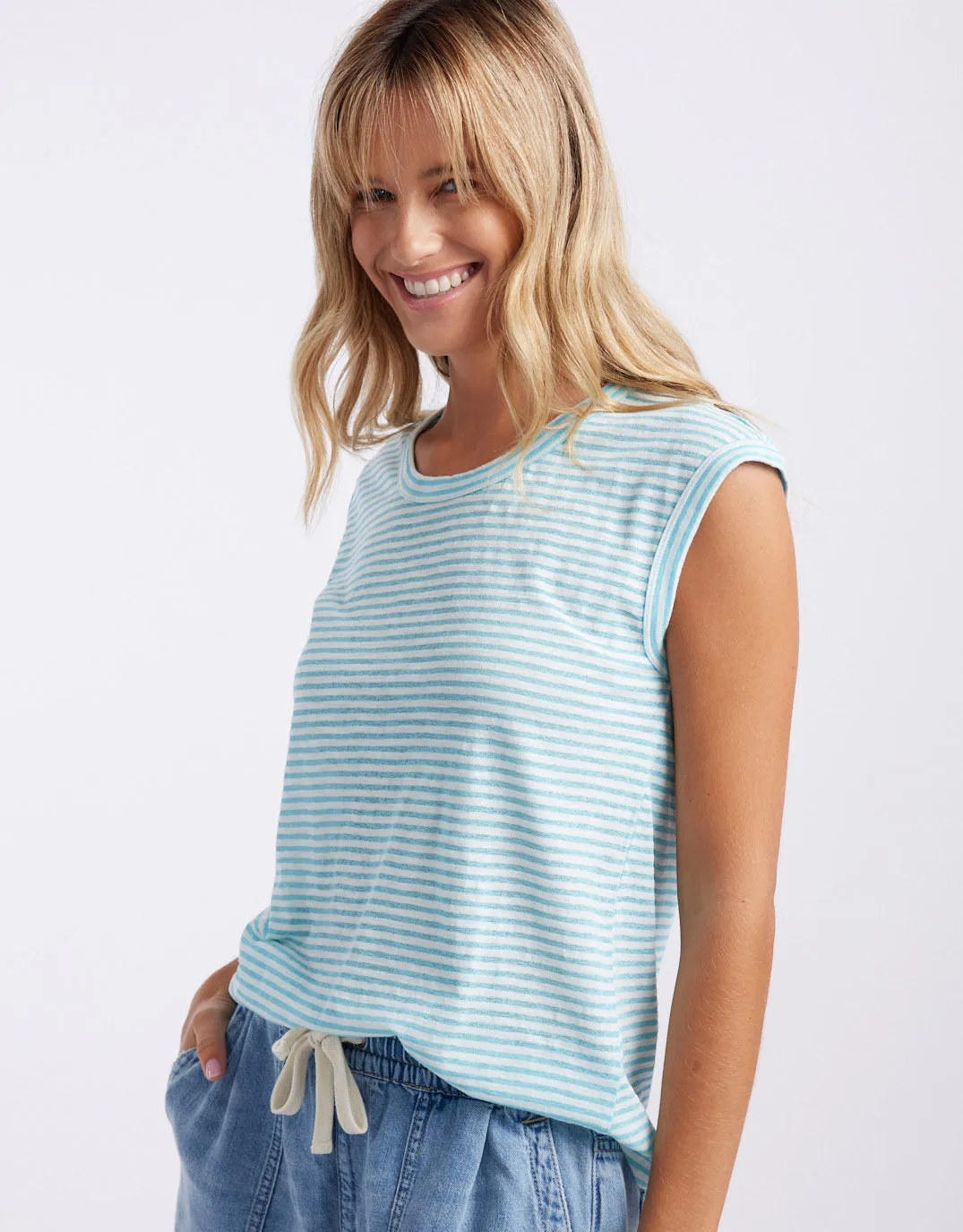Sorbet Stripe Cali Tank - Azure Blue
