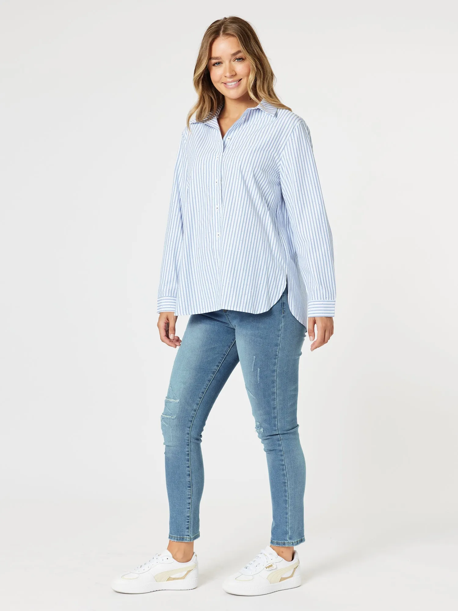 Threadz French Stripe Shirt Blue/White