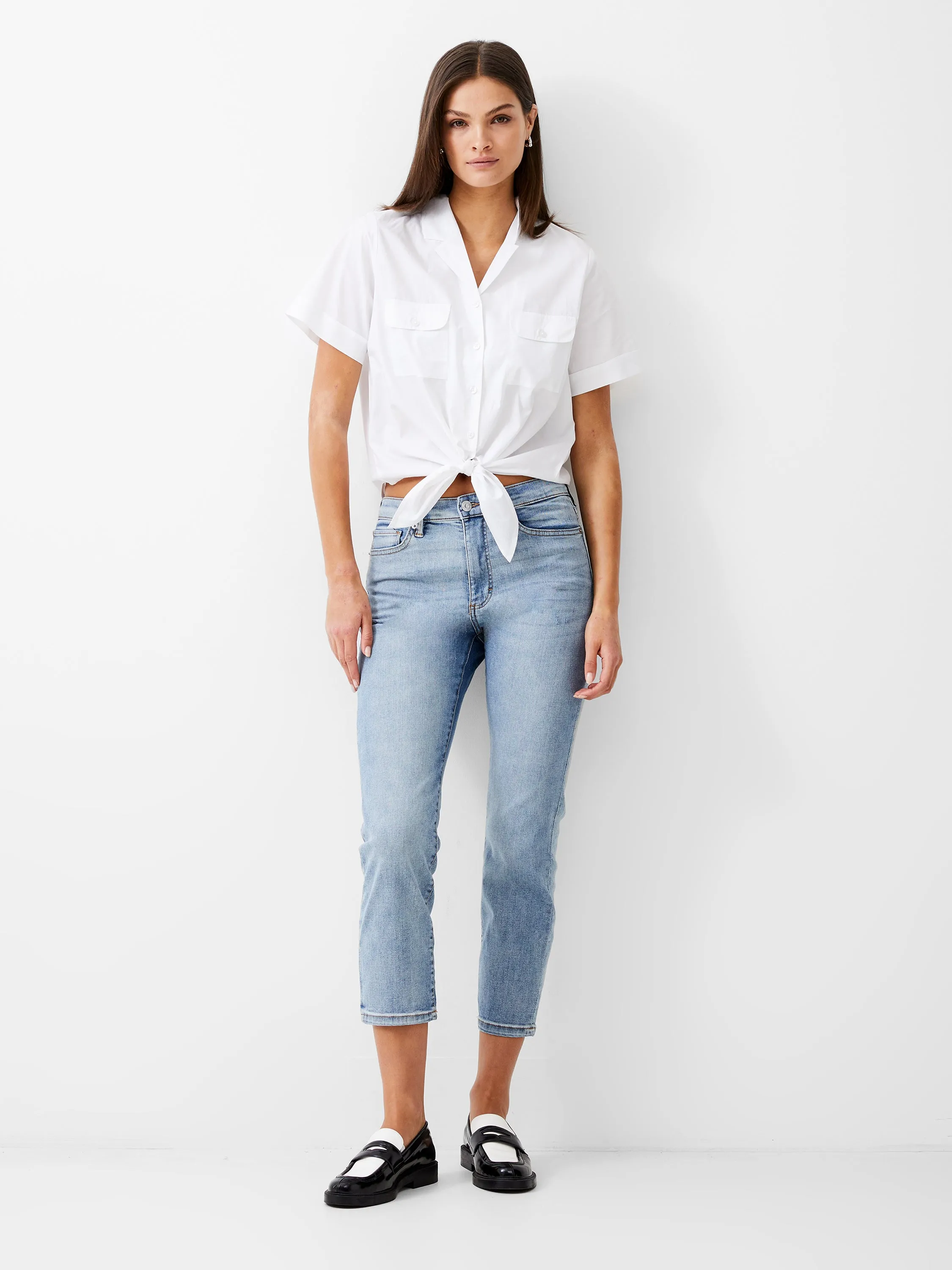 Tie Front Poplin Shirt