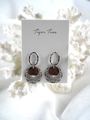 Tiger Tree Filigree & Disc Earrings Silver