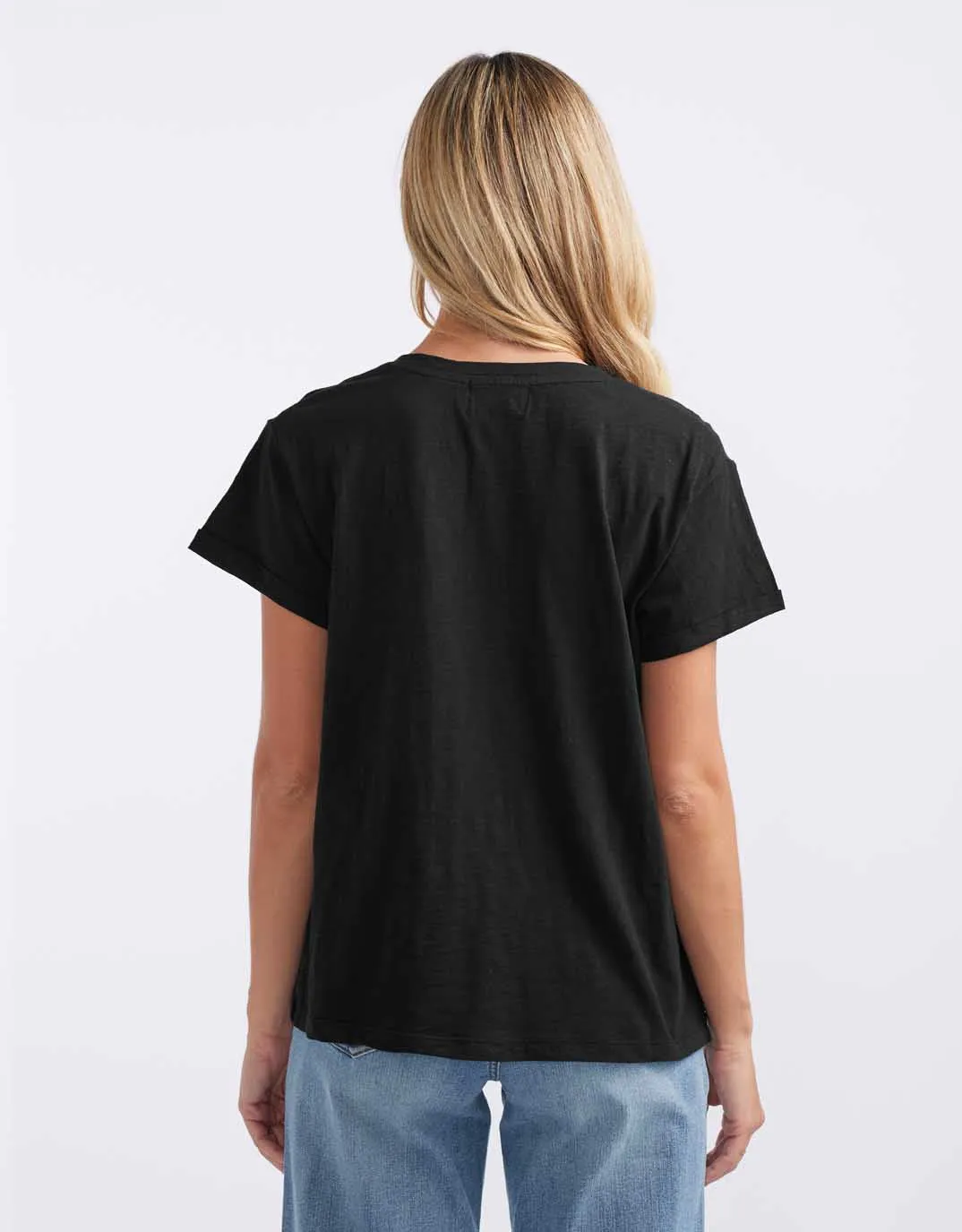 Turn Back V Neck T-Shirt - Black