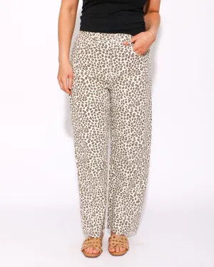 Wild Vogue Animal Print Barrel Jeans