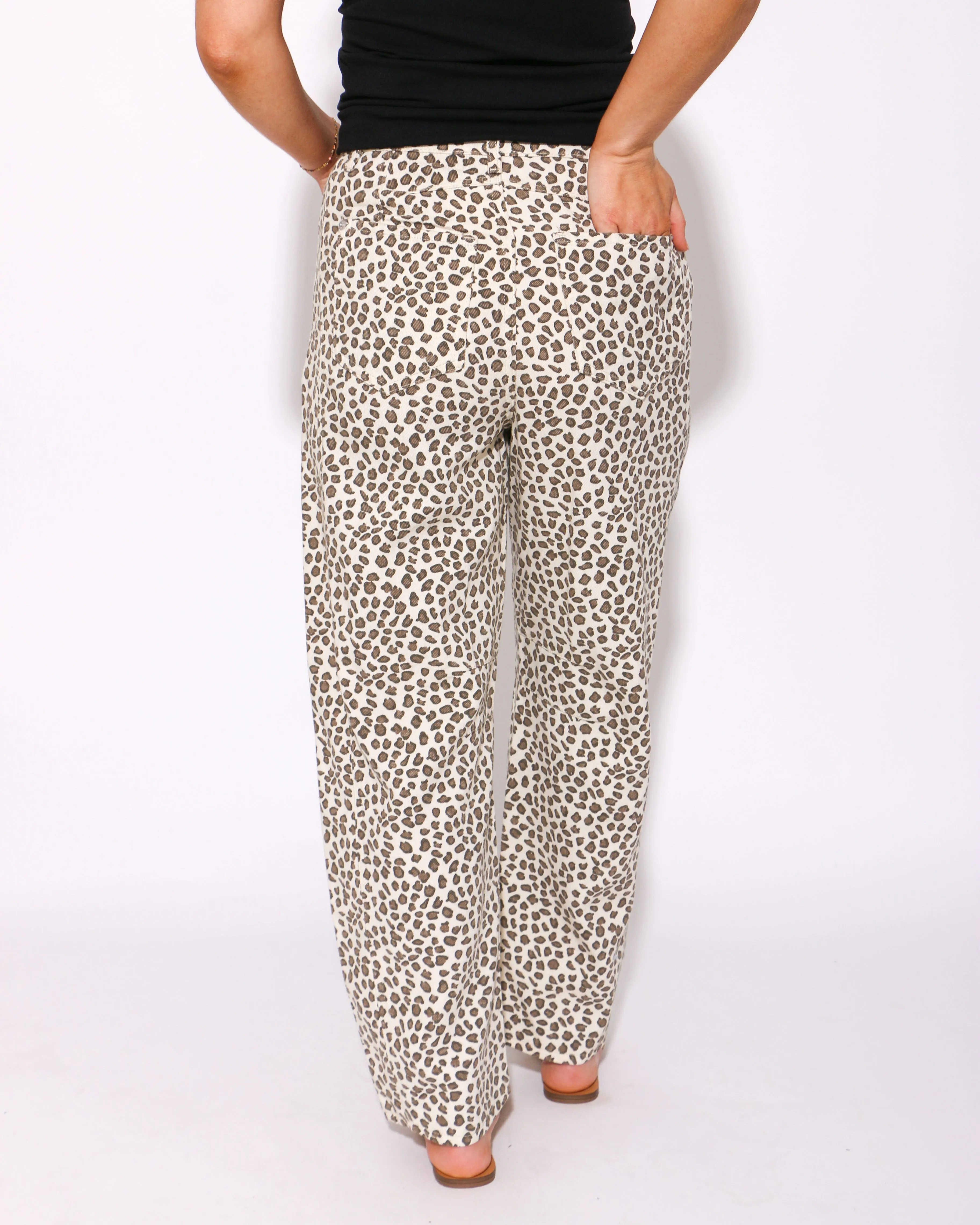 Wild Vogue Animal Print Barrel Jeans