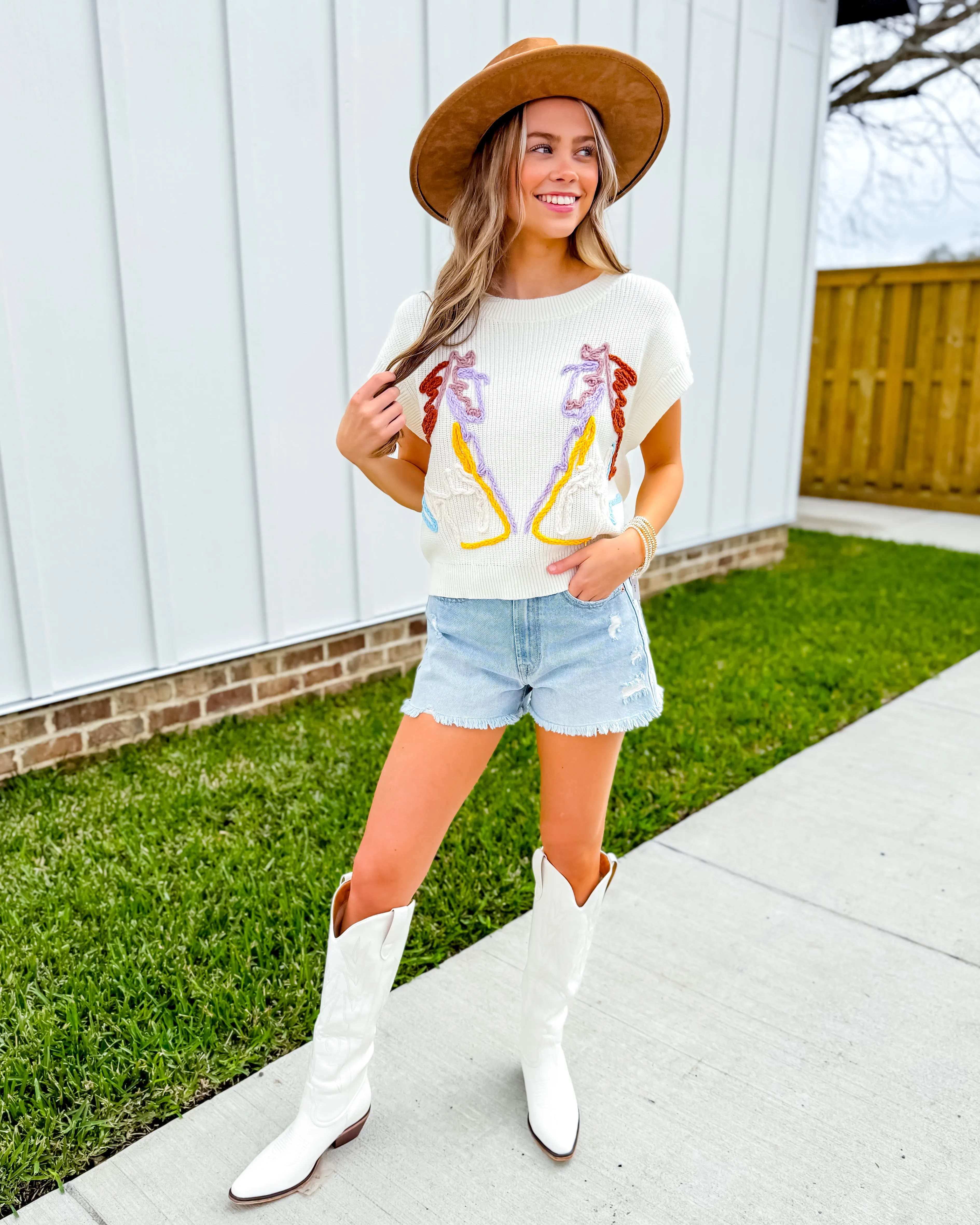 Yarn Horses Embroidery Sweater
