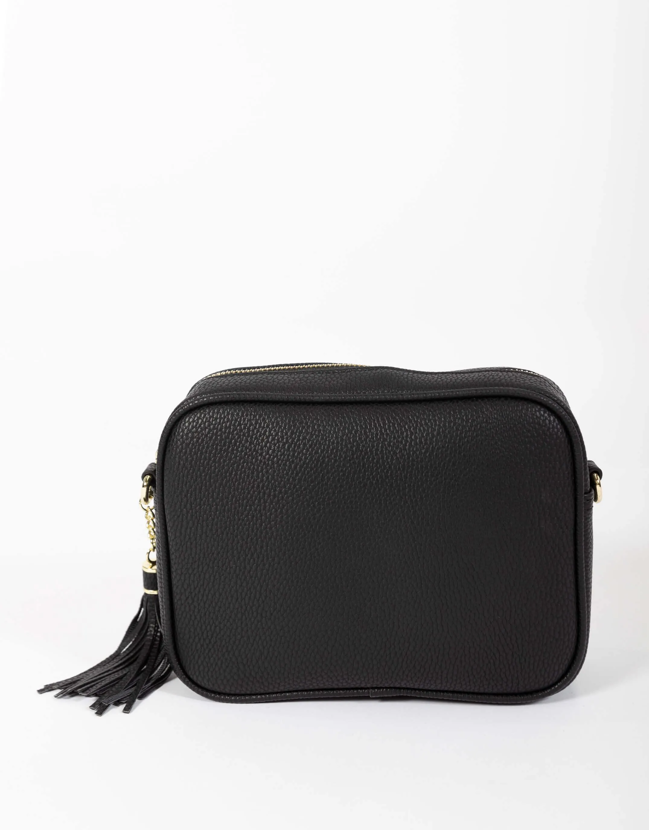 Zoe Crossbody Bag - Black & Black/Gold/Silver Lurex Stripe