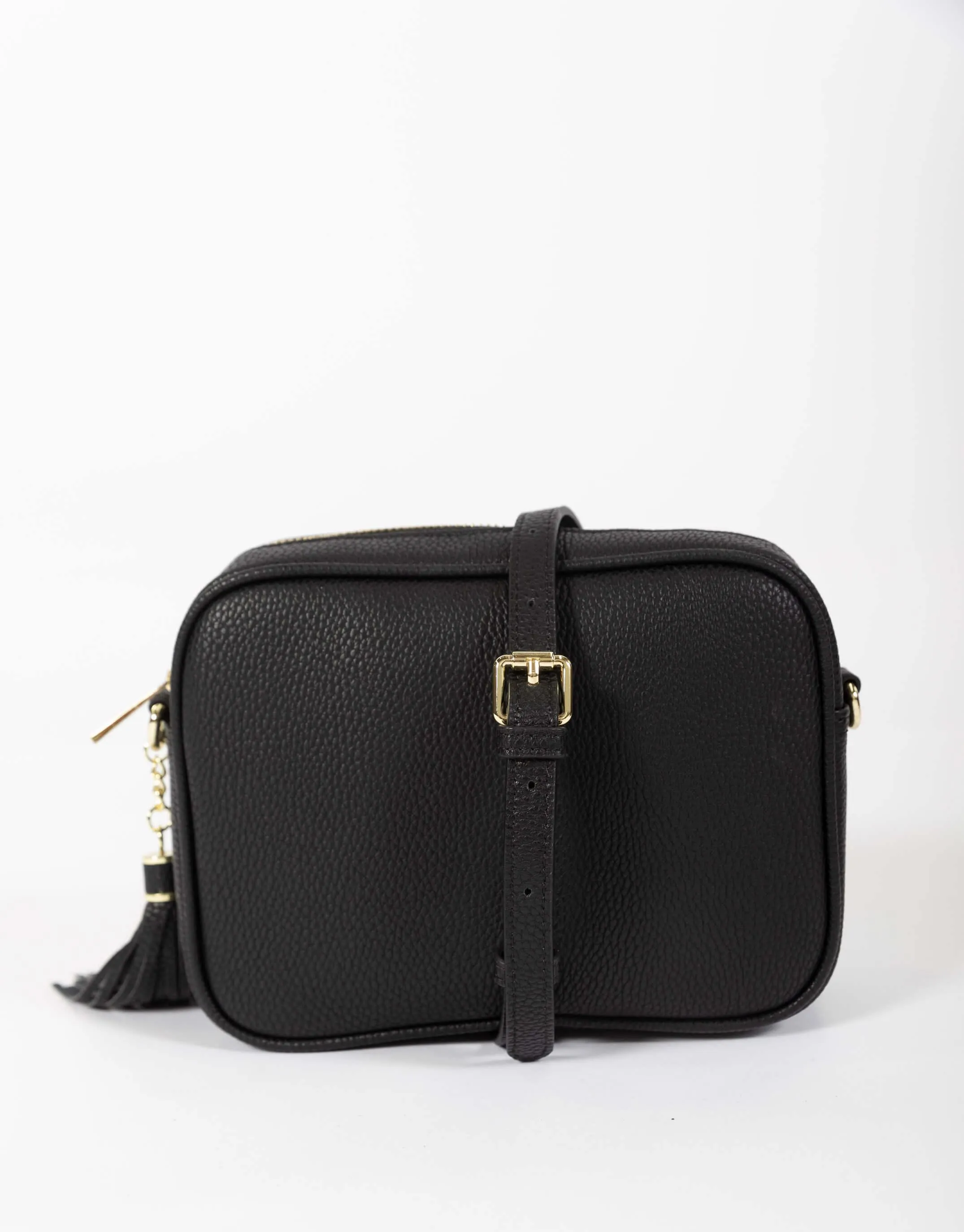 Zoe Crossbody Bag - Black & Black/Gold/Silver Lurex Stripe