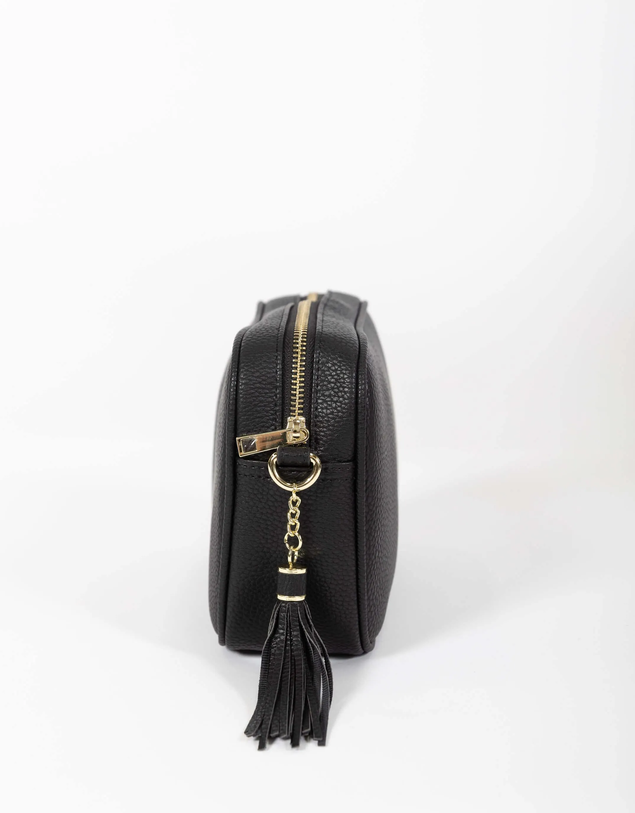 Zoe Crossbody Bag - Black & Black/Gold/Silver Lurex Stripe
