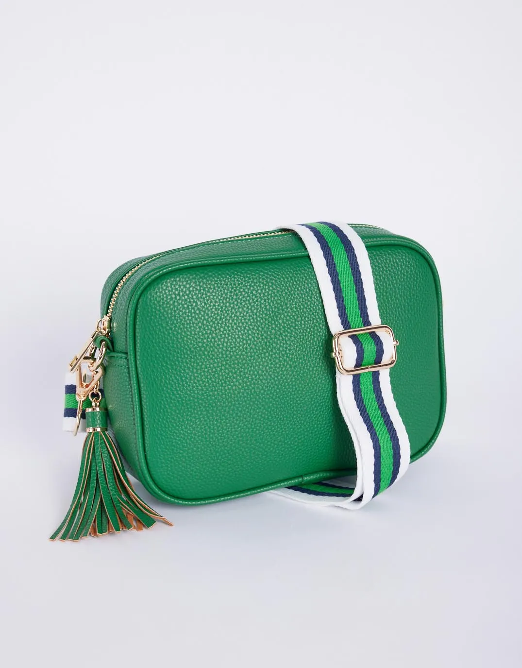 Zoe Crossbody Bag - Green/Navy Green White Stripe