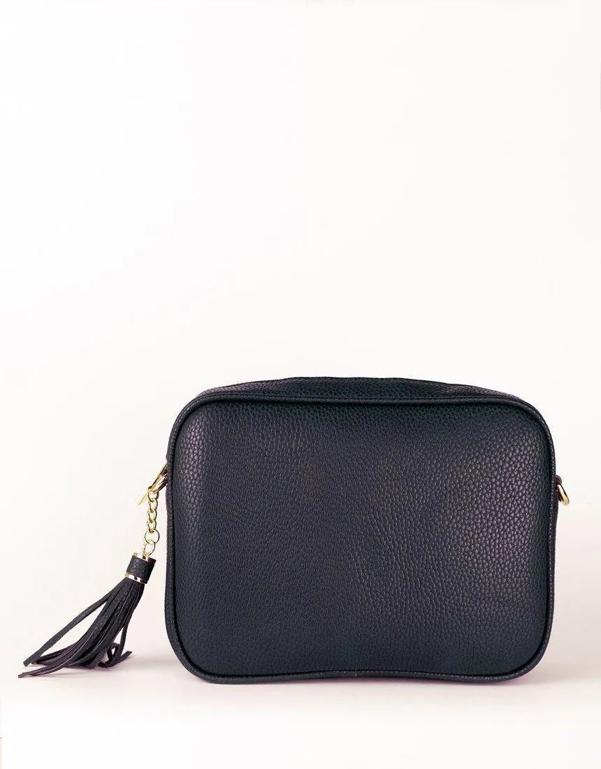 Zoe Crossbody Bag - Navy/Navy and Silver Stripe