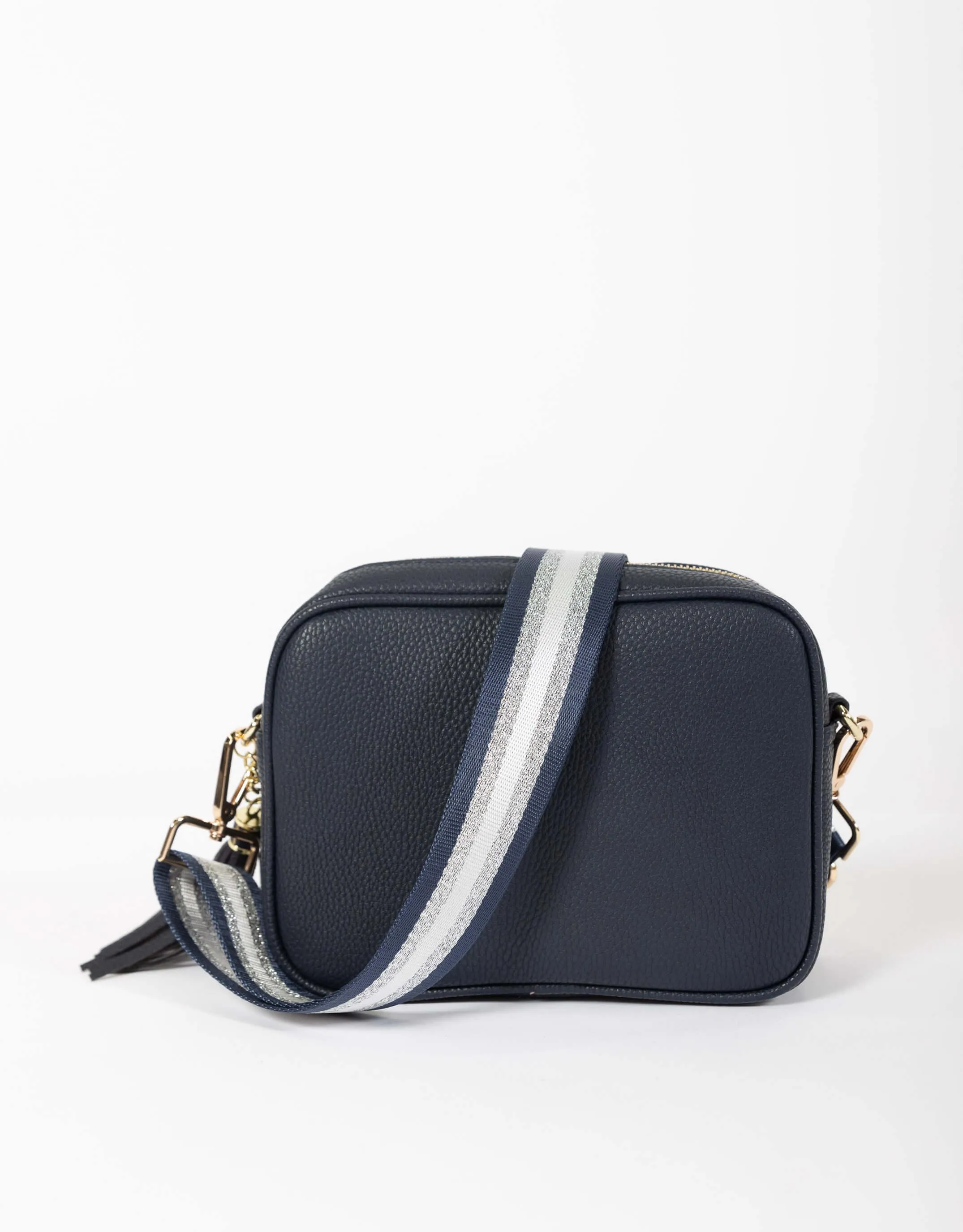Zoe Crossbody Bag - Navy/Navy and Silver Stripe