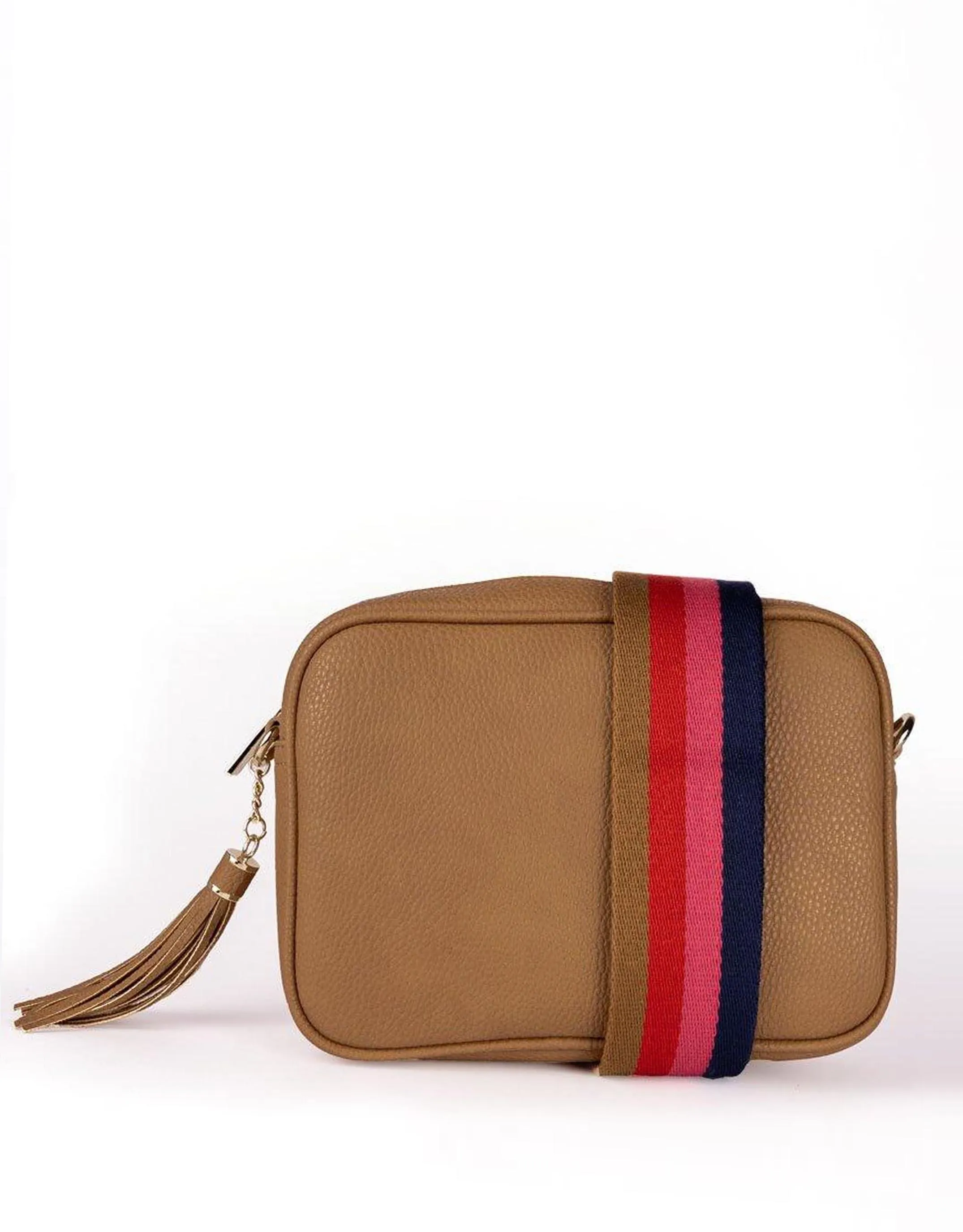Zoe Crossbody Bag - Tan & Fuchsia Stripe