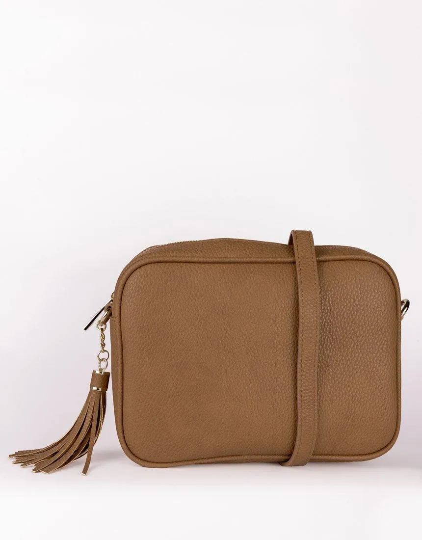 Zoe Crossbody Bag - Tan & Fuchsia Stripe