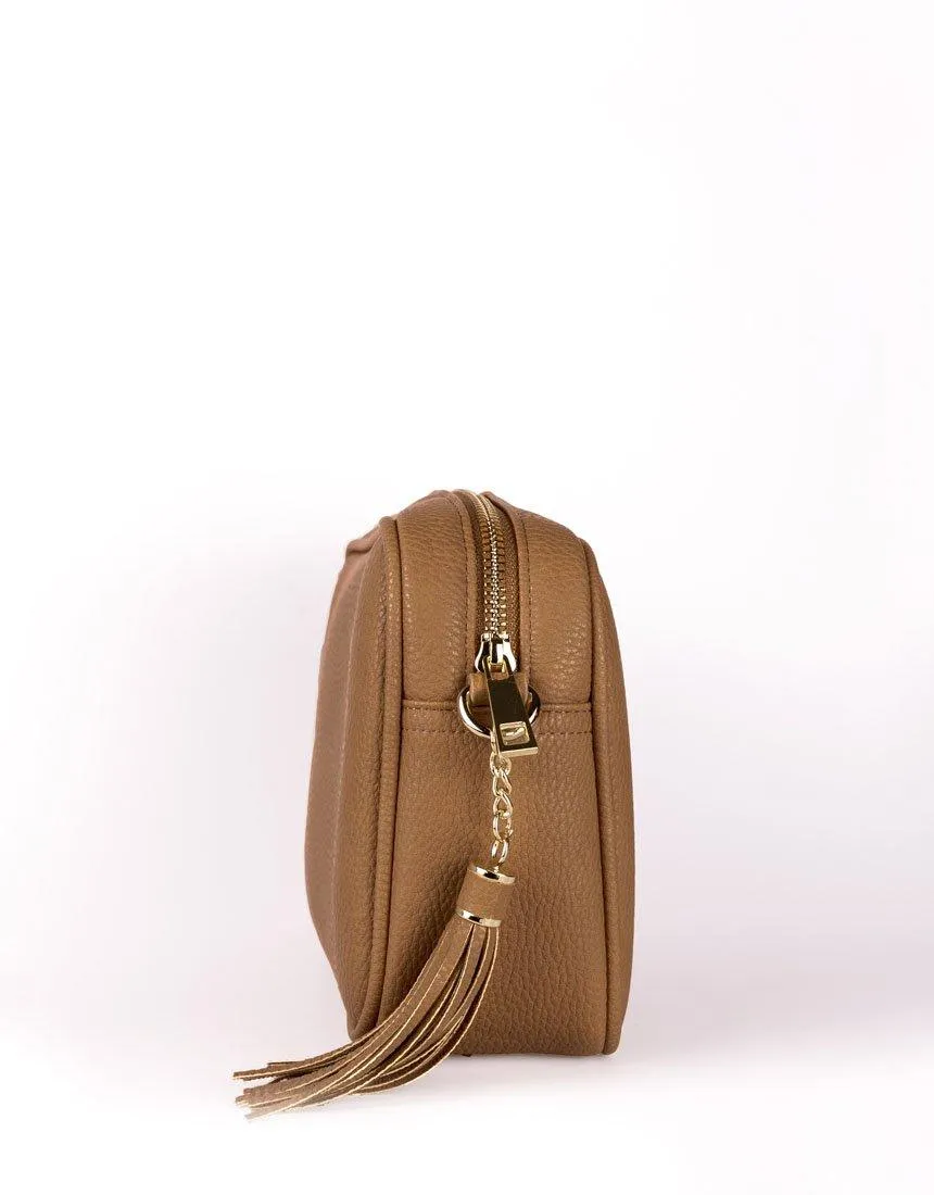 Zoe Crossbody Bag - Tan & Fuchsia Stripe