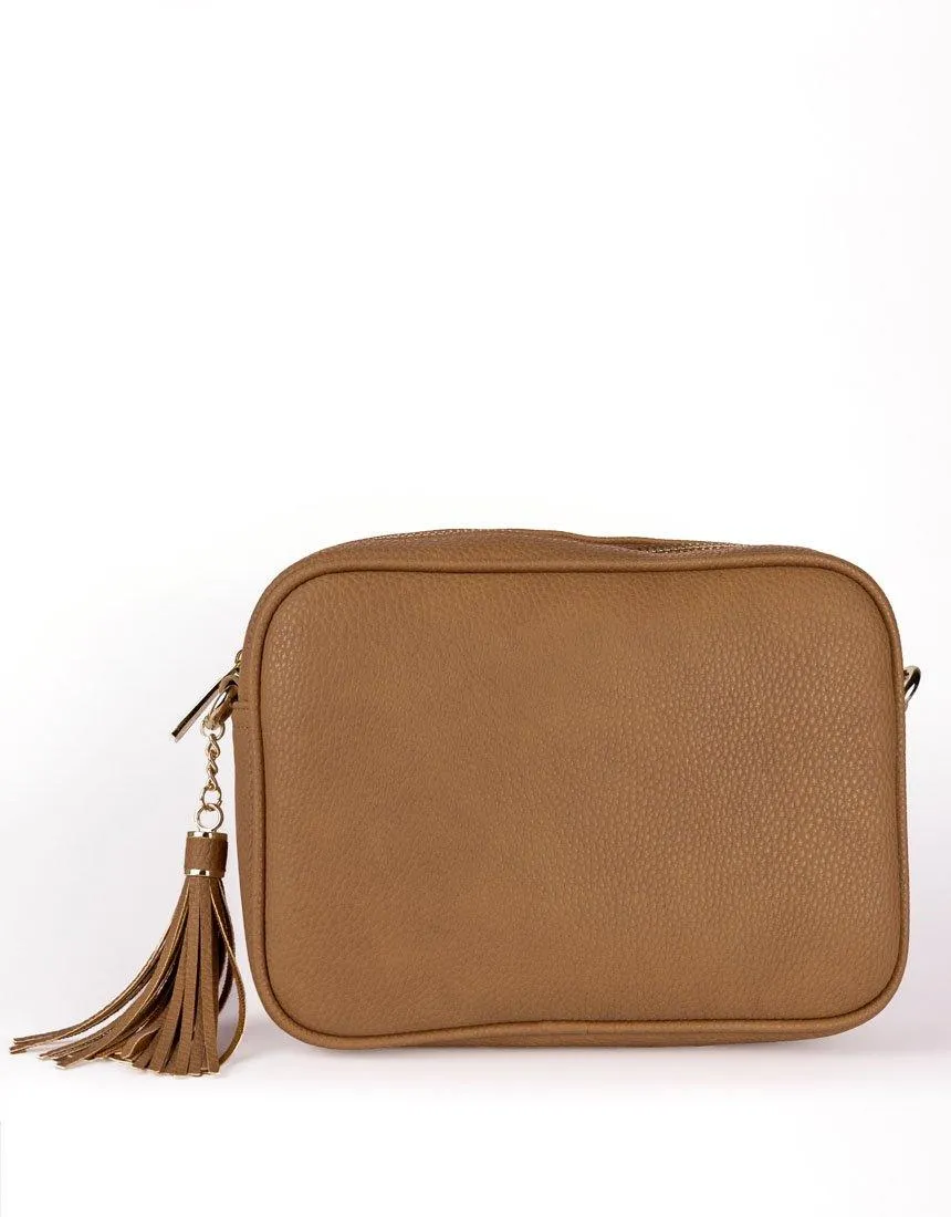 Zoe Crossbody Bag - Tan & Fuchsia Stripe